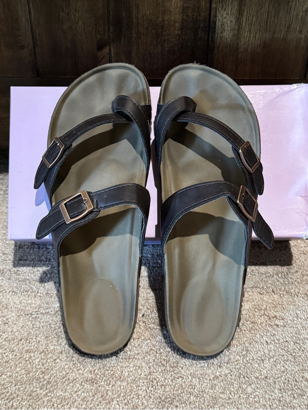 Madden Girl Black Double-Strap Buckle Sandals